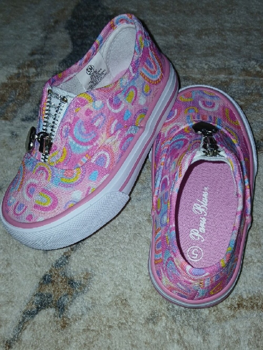 Toddler Pink Rainbow Heart-Zip Slip-On Sneakers